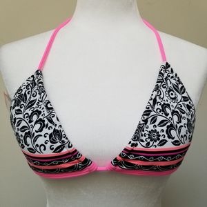 Coco Rave Triangle Bikini Top Pink and Black